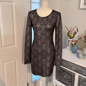 Black and rose gold long sleeve dress size medium Lucca couture